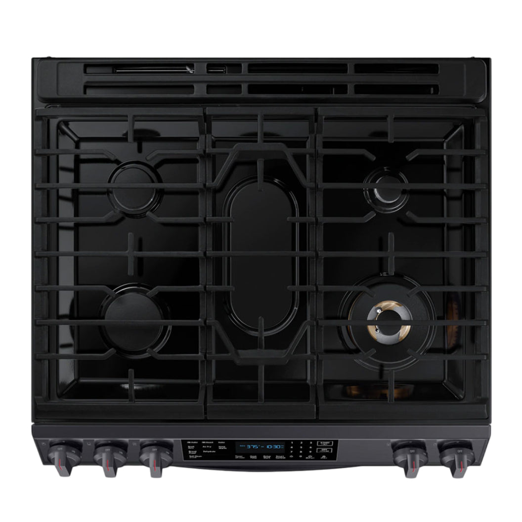 Cuisinière au gaz encastrable 30 po, 6,0 pi³ Inox noir avec Air Fry, Wi-Fi et Autonettoyage