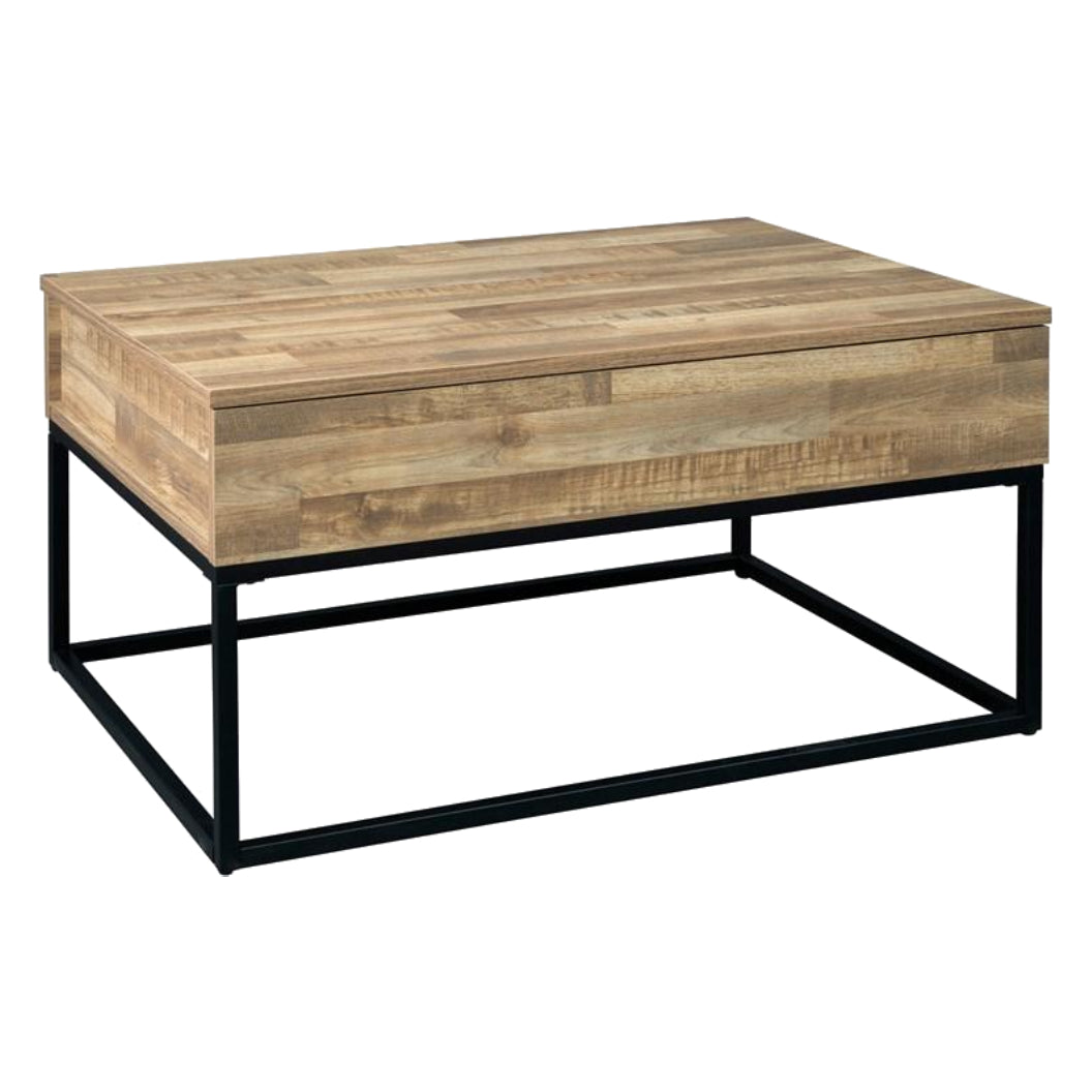 Table basse en bois naturel reproduit avec plateau relevable - Gerdanet