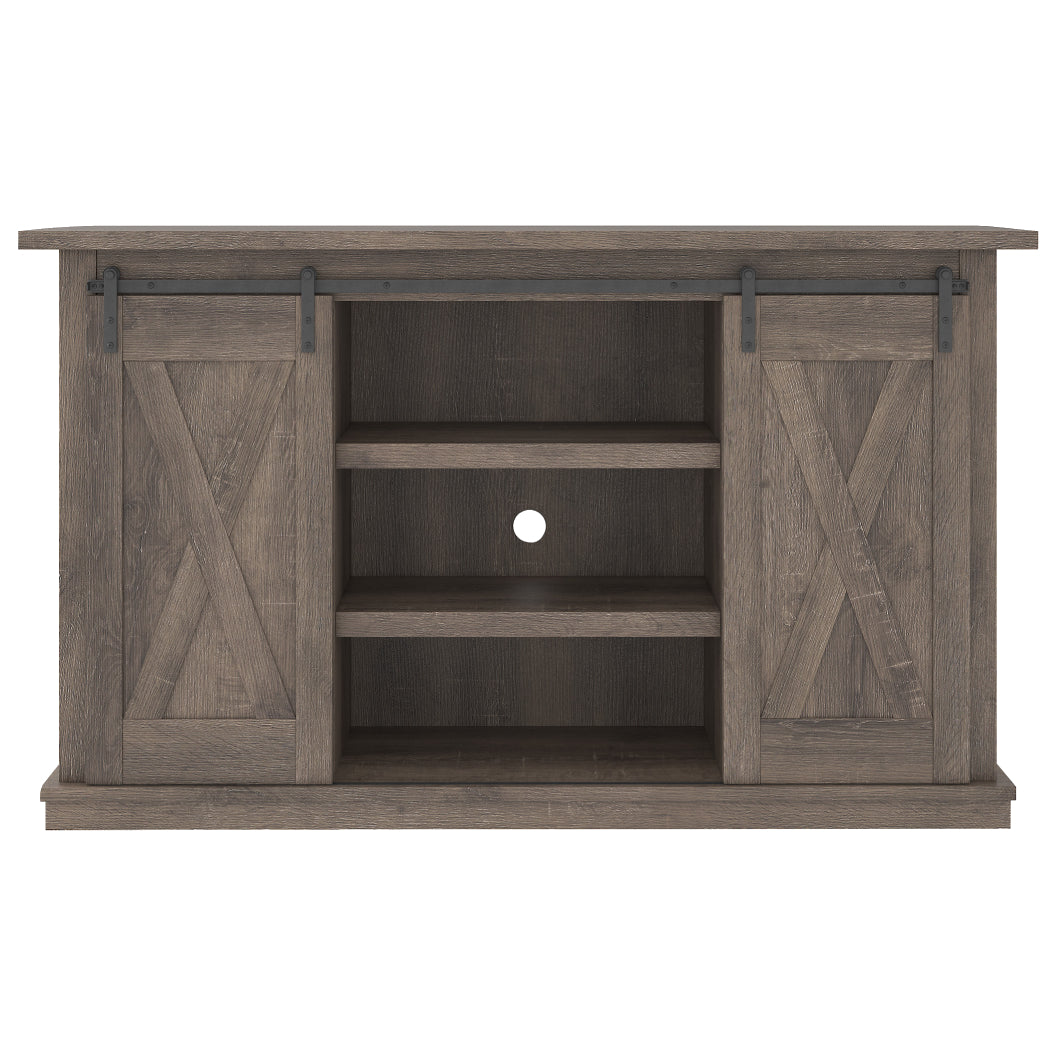 Meuble de télévision en bois d'ingénierie gris à 2 portes - Arlenbry