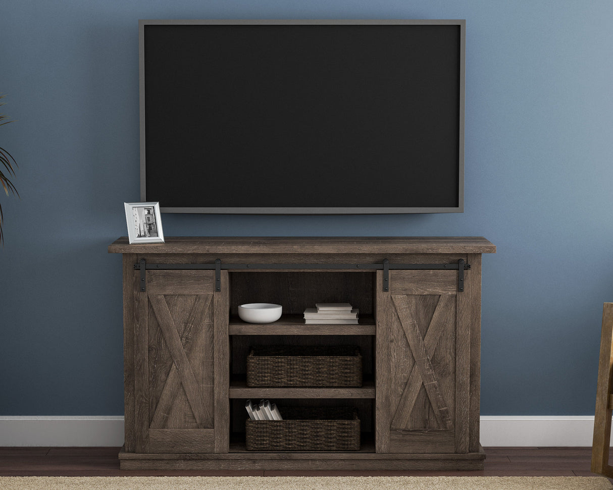 Meuble de télévision en bois d'ingénierie gris à 2 portes - Arlenbry