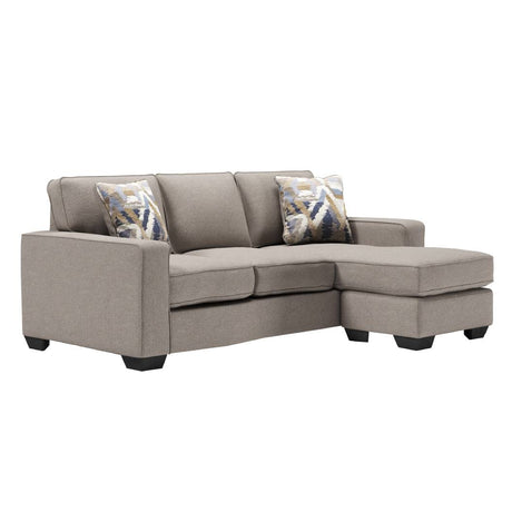 Sofa en tissu gris pierre avec chaise longue - Greaves