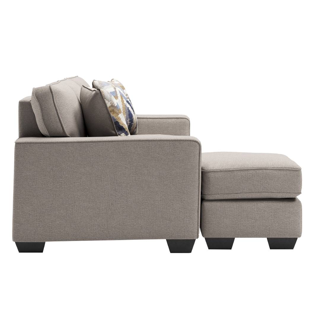 Sofa en tissu gris pierre avec chaise longue - Greaves