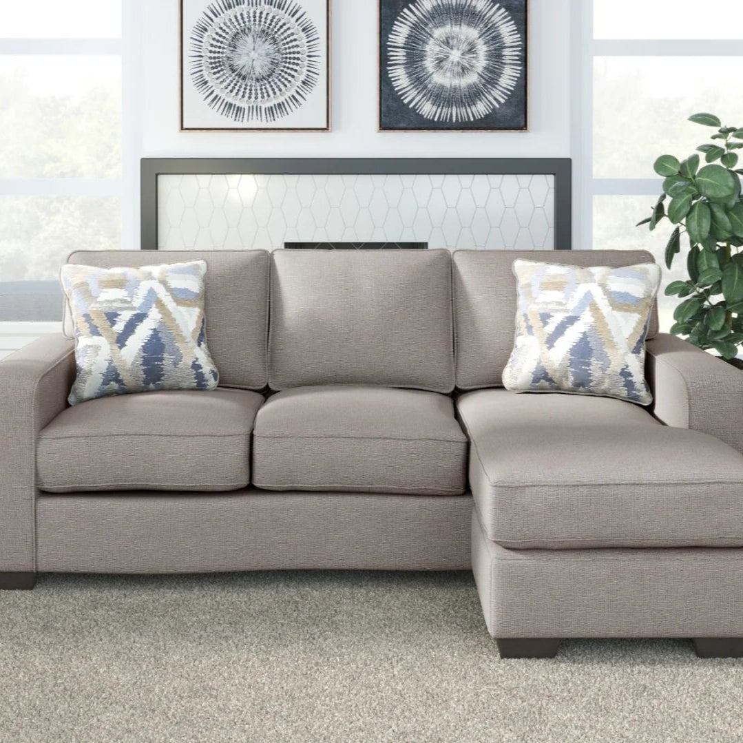 Sofa en tissu gris pierre avec chaise longue - Greaves