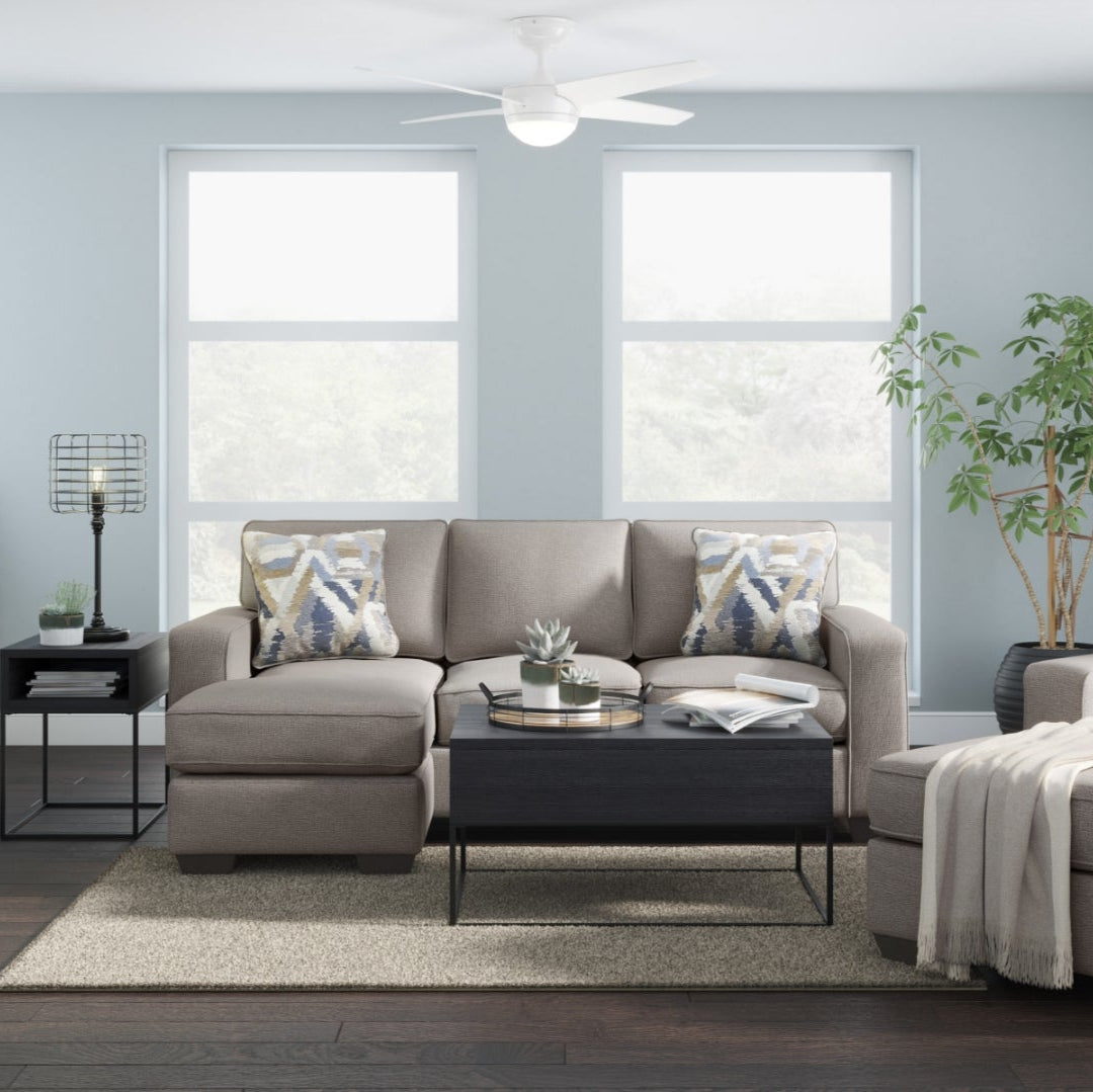 Sofa en tissu gris pierre avec chaise longue - Greaves