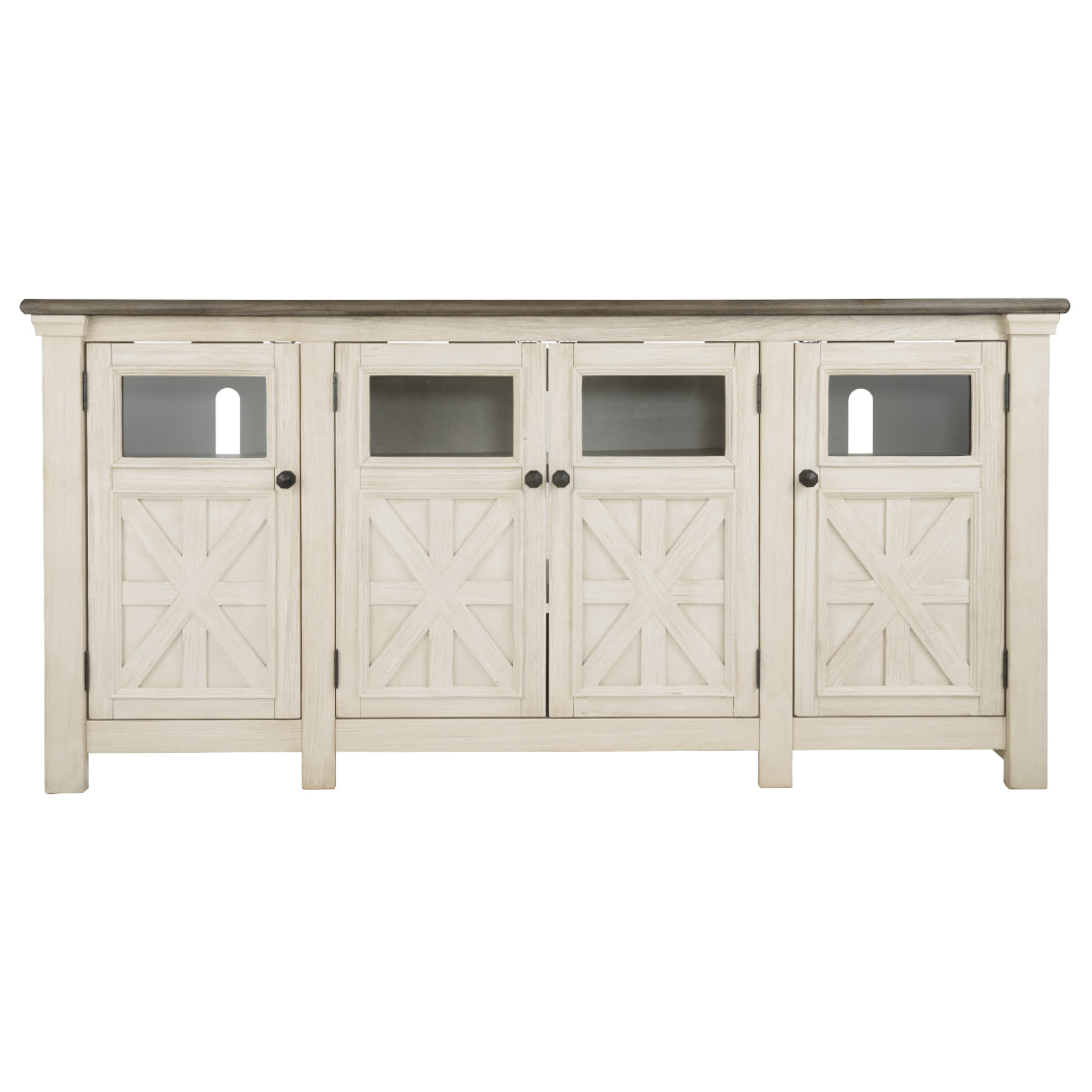 Meuble de télévision en bois et placage bicolore à 4 portes - Bolanburg