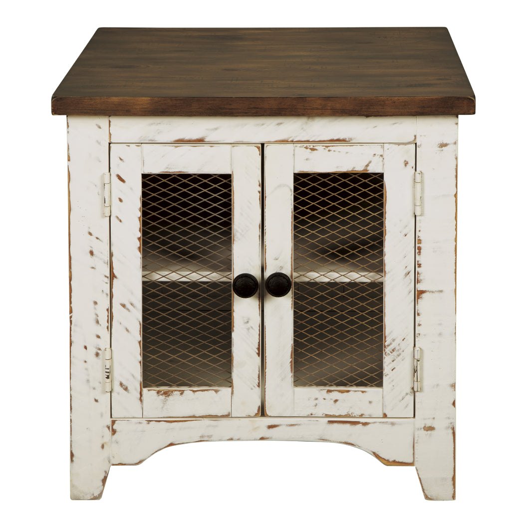 Table d'appoint en bois et placage bicolore avec 2 portes - Wystfield