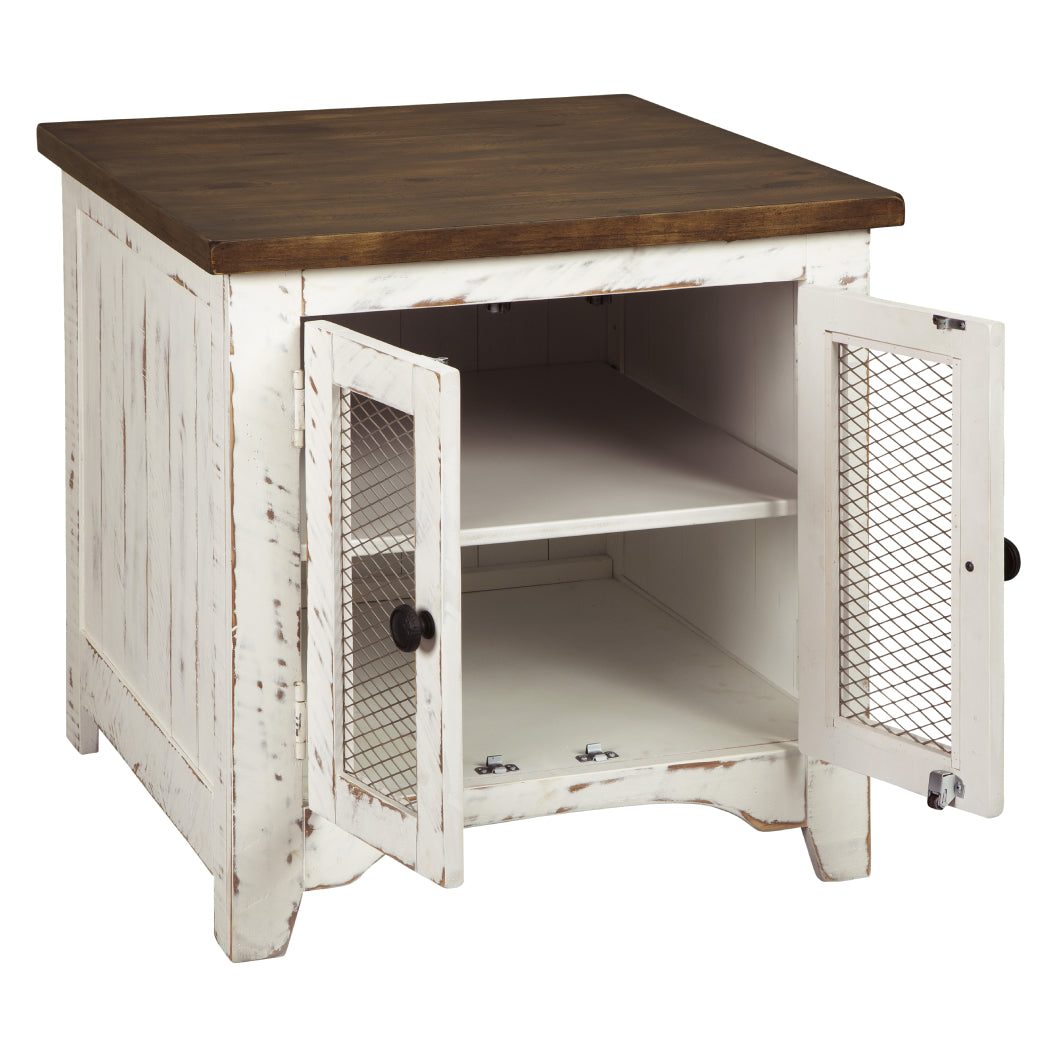 Table d'appoint en bois et placage bicolore avec 2 portes - Wystfield