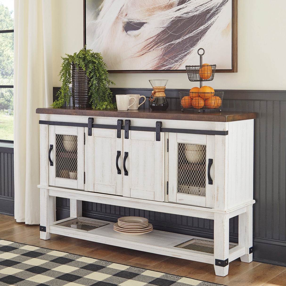Serveur de salle à manger en bois bicolore avec 4 portes - Valebeck