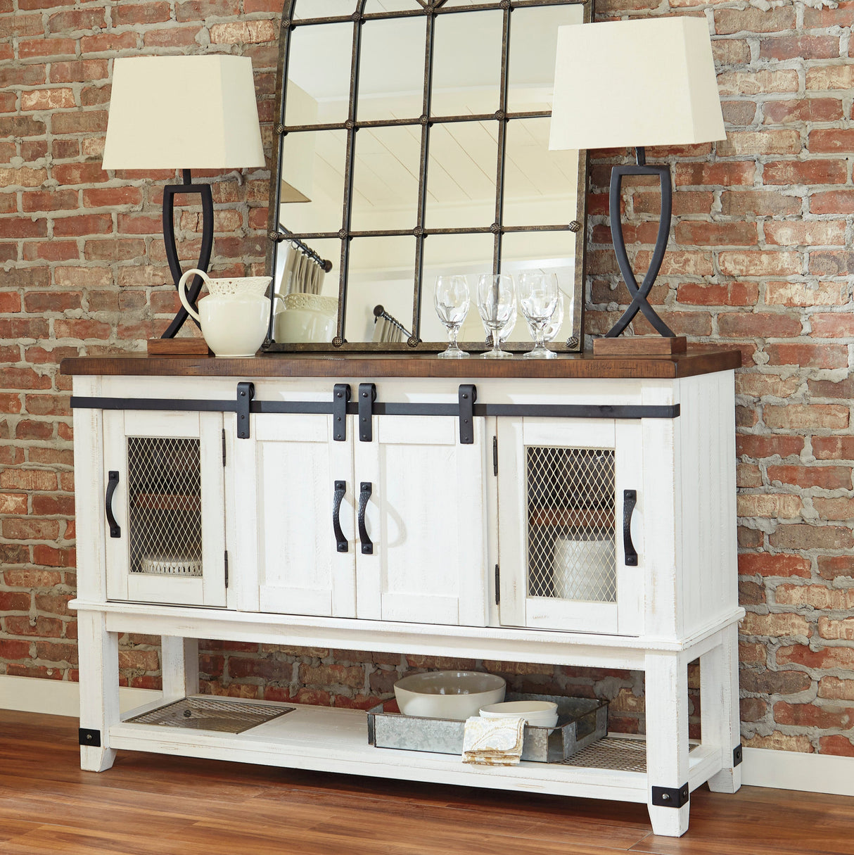 Serveur de salle à manger en bois bicolore avec 4 portes - Valebeck