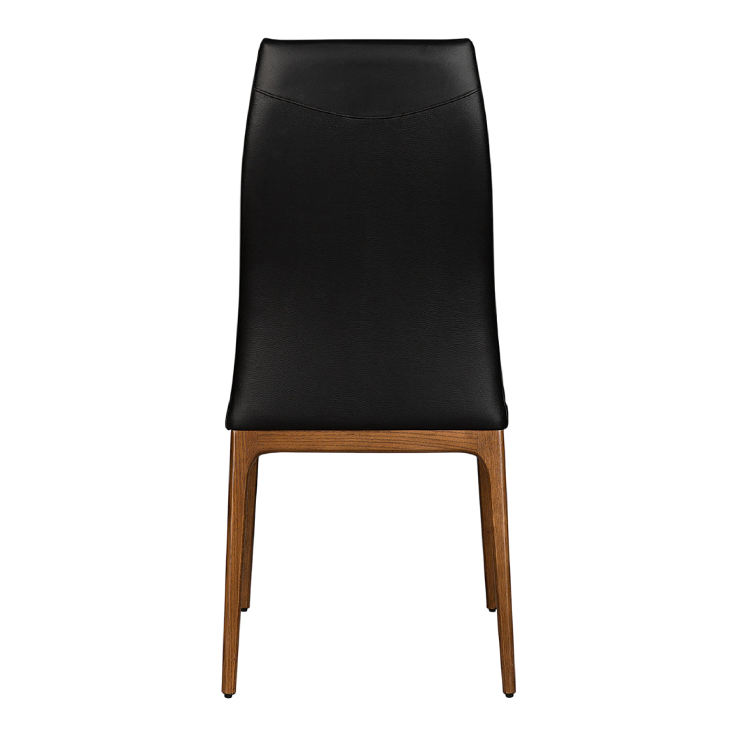 Chaise de salle à manger rembourrée en cuir et bois de chêne teinte noyer - Amy