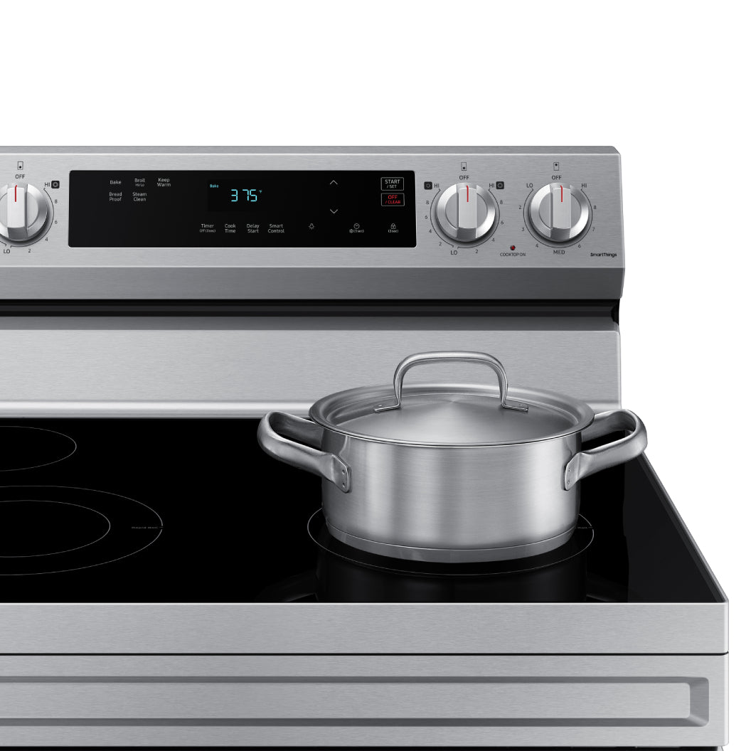 Cuisinière électrique 30 po, 6,3 pi³ Inox avec Intelligence Artificielle et Nettoyage à la vapeur