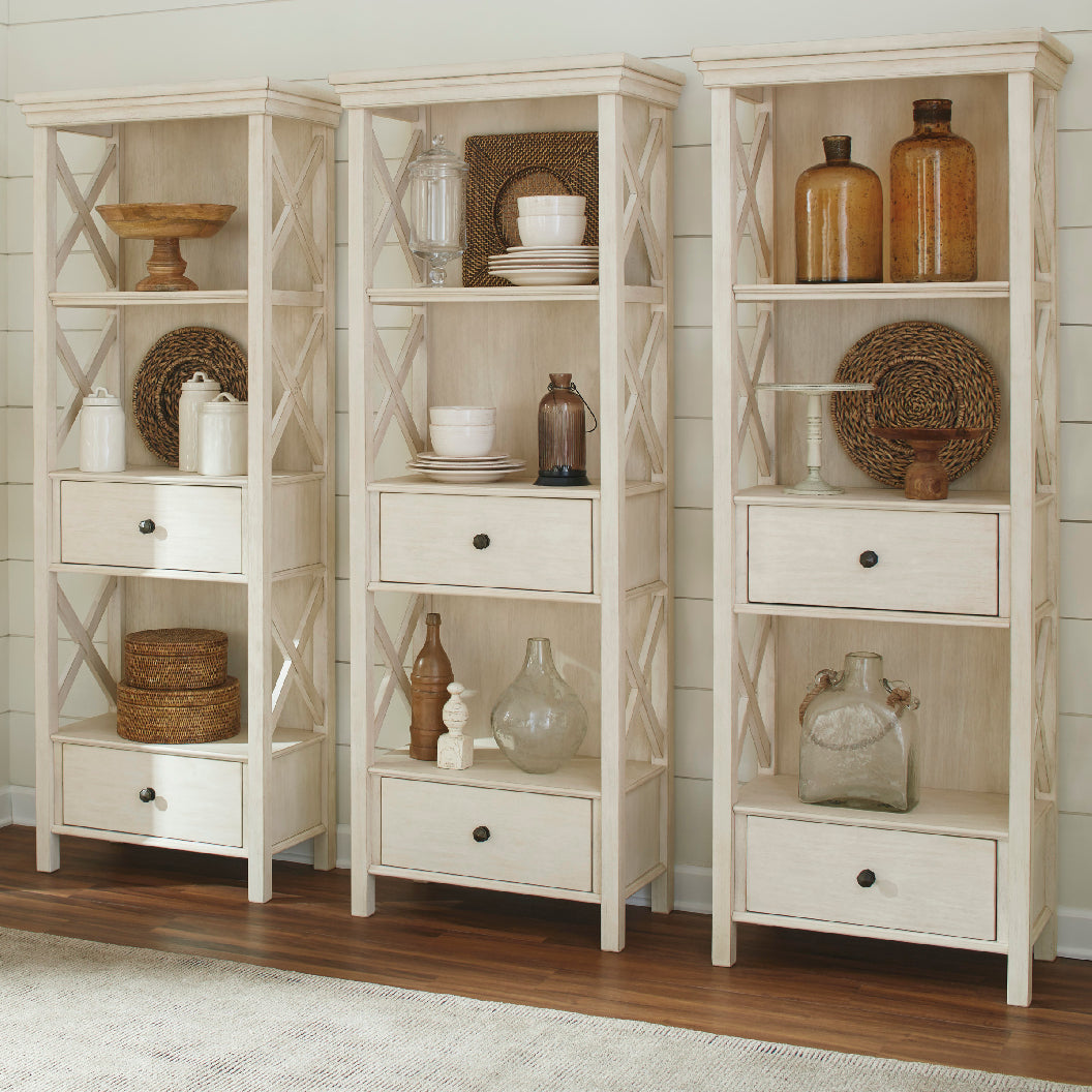 Bibliothèque en bois/placage blanc antique avec 2 tiroirs - Bolanburg