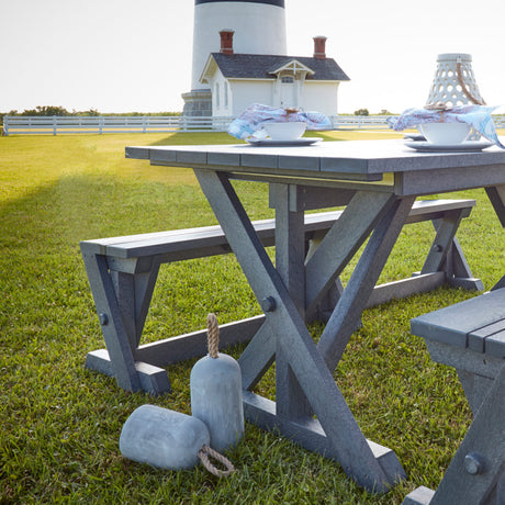Table de salle à manger extérieure en plastique recyclé gris ardoise - Harvest