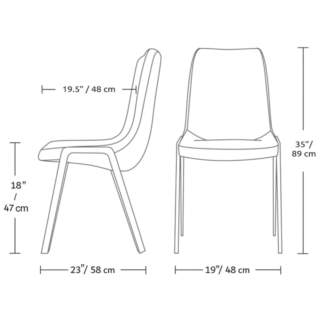 Chaise de salle à manger rembourrée en cuir noir - Kool