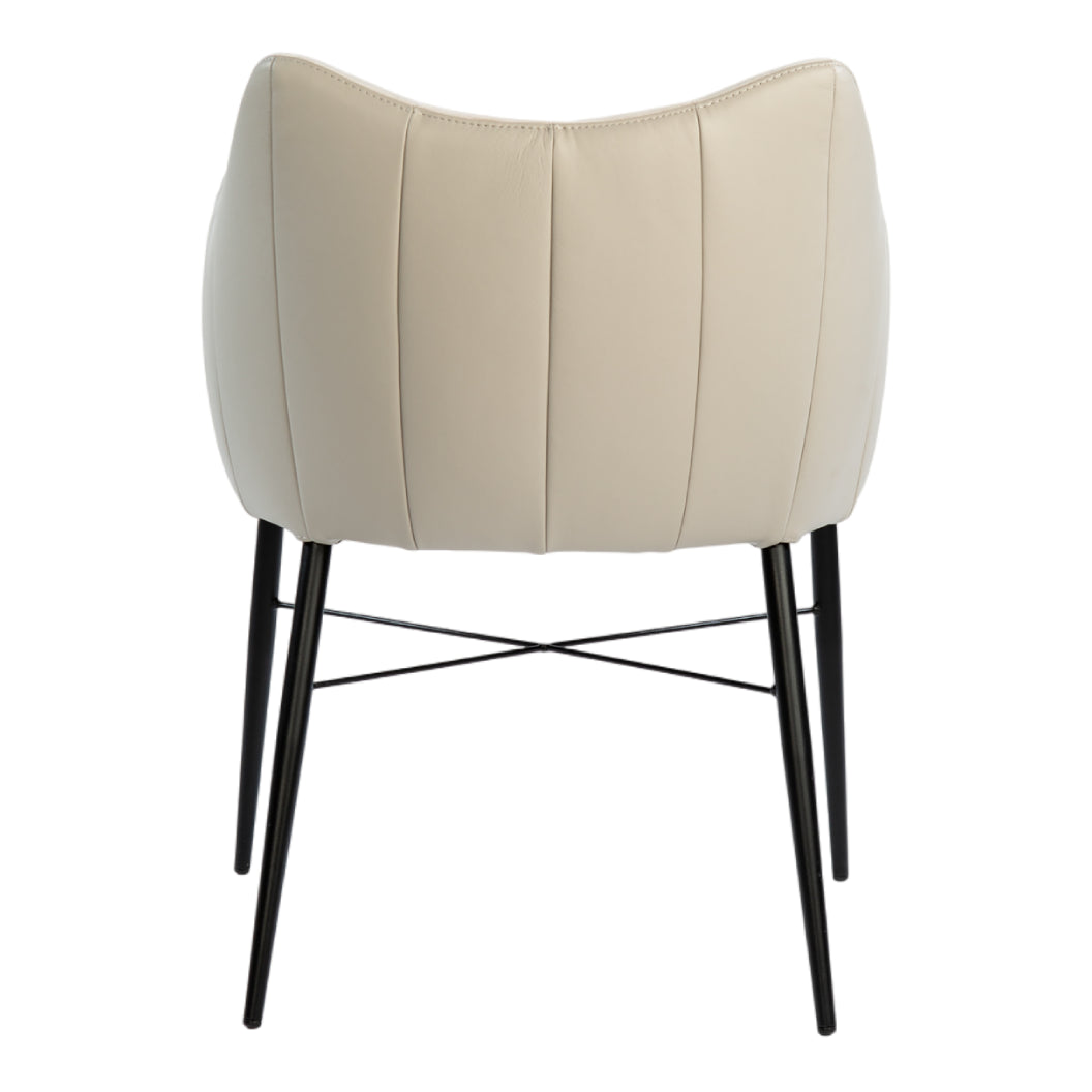 Chaise de salle à manger rembourrée en cuir et velours gris pâle - Fabiana