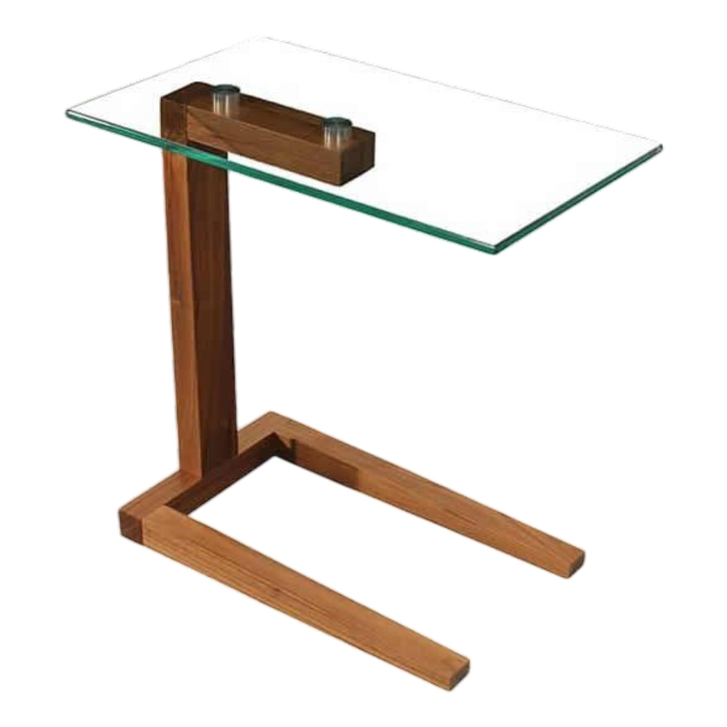 Table de bout en verre et bois de noyer - Clic TBO 2414