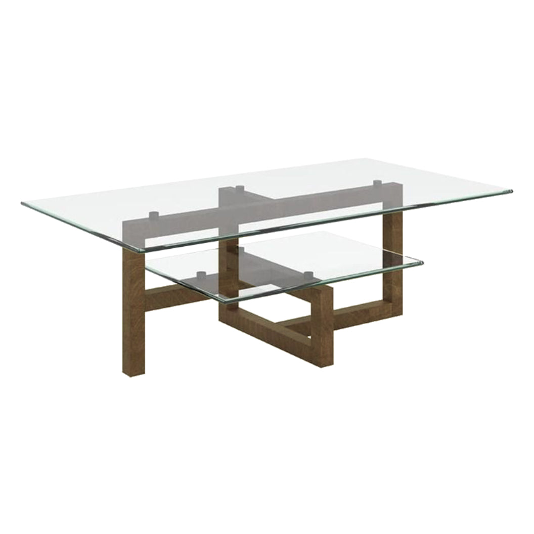 Table basse en verre et bois de noyer - Tekno TCA 2648