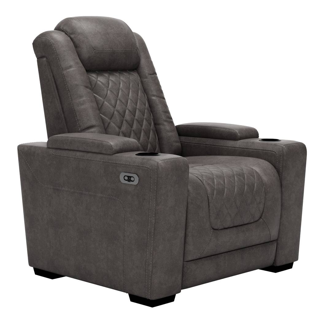 Fauteuil motorisé aspect cuir gris avec rangement - Hyllmont