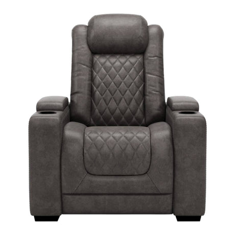 Fauteuil motorisé aspect cuir gris avec rangement - Hyllmont