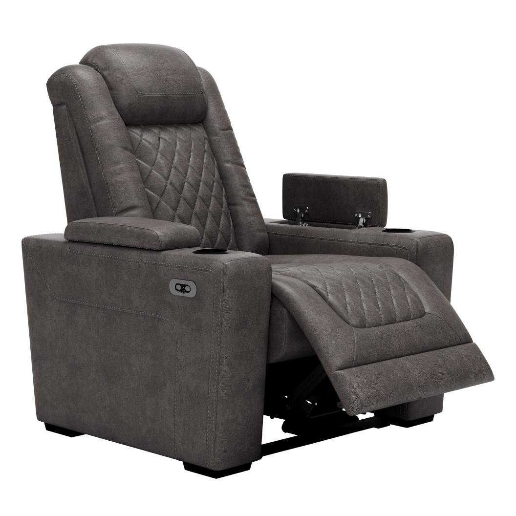 Fauteuil motorisé aspect cuir gris avec rangement - Hyllmont