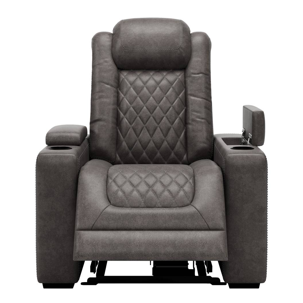 Fauteuil motorisé aspect cuir gris avec rangement - Hyllmont
