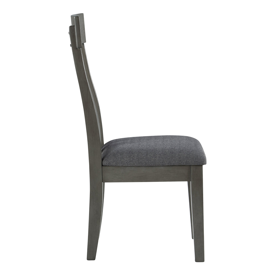 Ensemble de 2 chaises de salle à manger en bois avec assise rembourrée en tissu gris - Hallanden