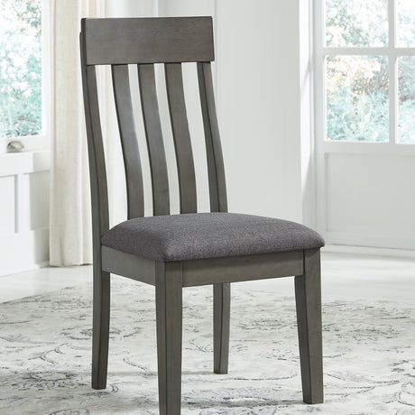 Ensemble de 2 chaises de salle à manger en bois avec assise rembourrée en tissu gris - Hallanden