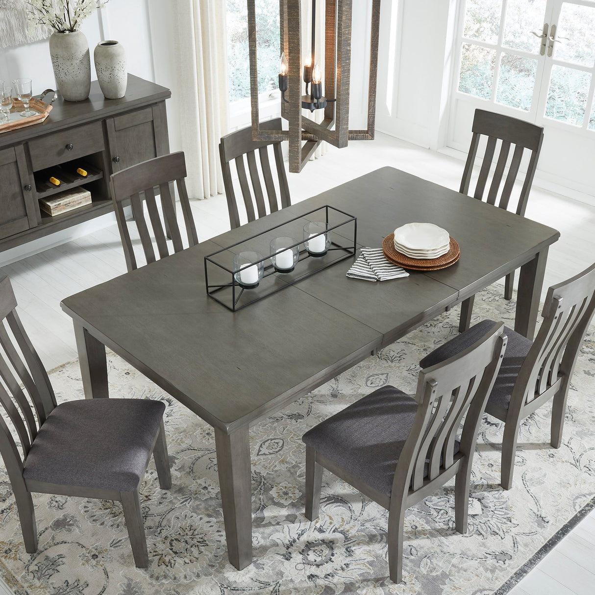 Table de salle à manger extensible en bois gris - Hallanden