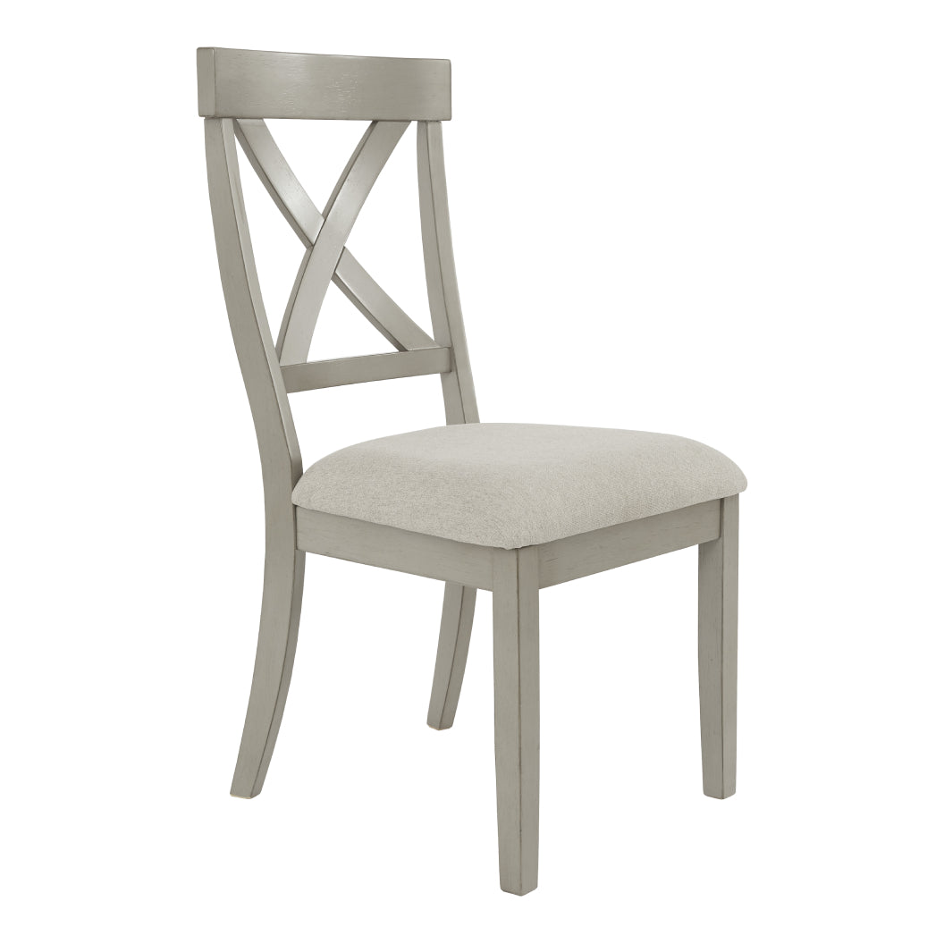 Ensemble de 2 chaises de salle à manger en bois avec assise rembourrée en tissu beige pâle - Parellen
