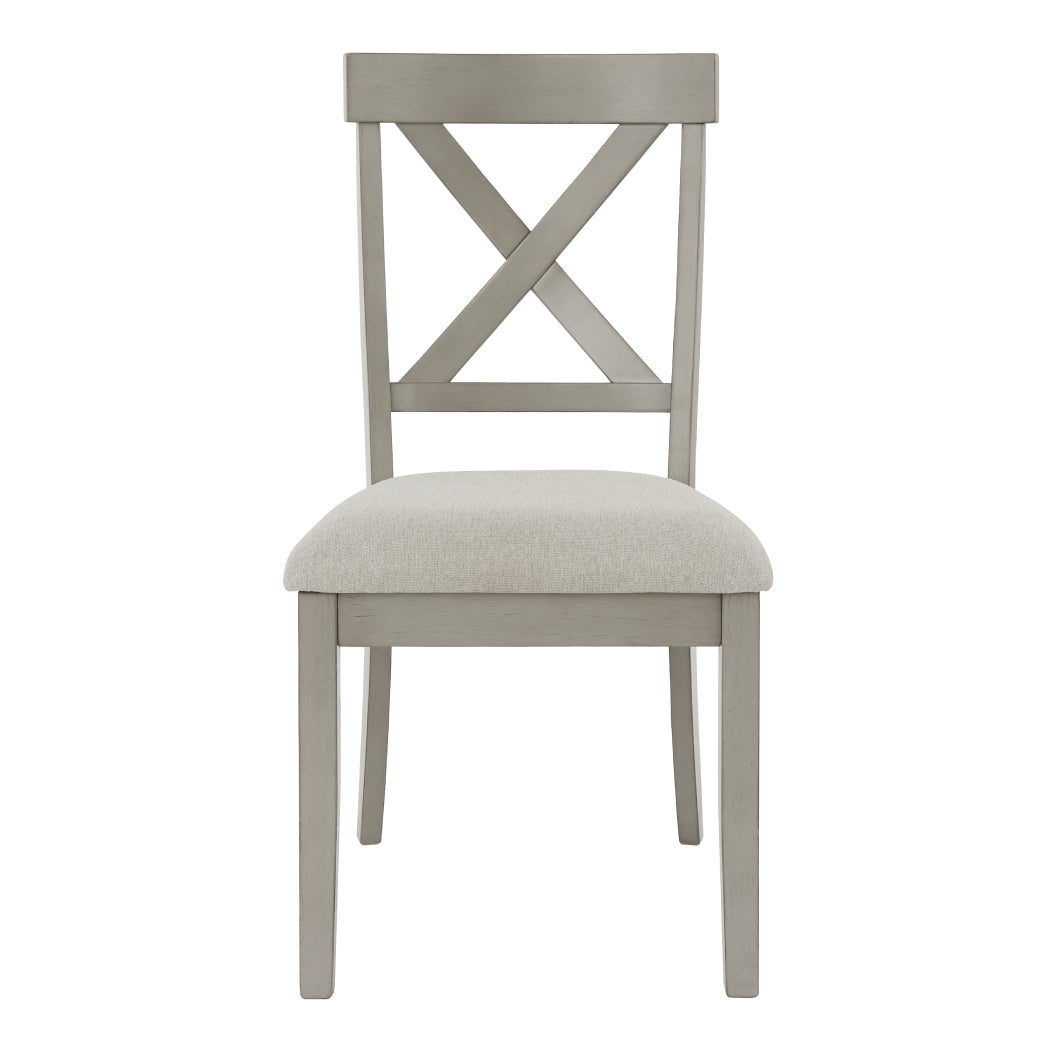 Ensemble de 2 chaises de salle à manger en bois avec assise rembourrée en tissu beige pâle - Parellen