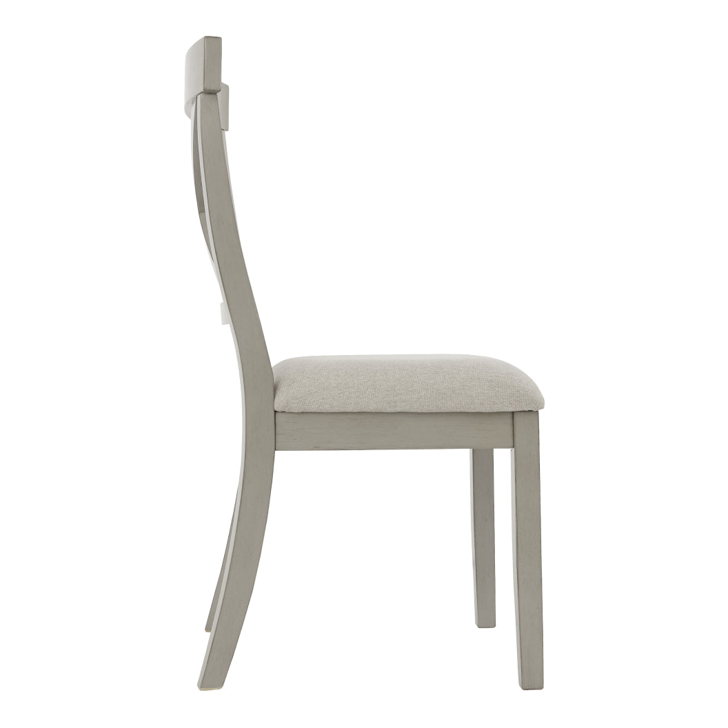 Ensemble de 2 chaises de salle à manger en bois avec assise rembourrée en tissu beige pâle - Parellen