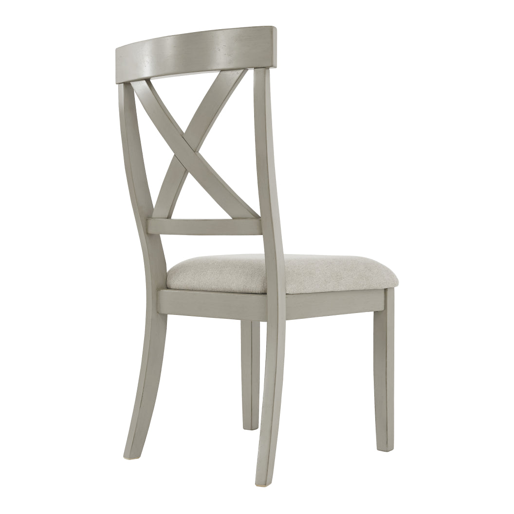 Ensemble de 2 chaises de salle à manger en bois avec assise rembourrée en tissu beige pâle - Parellen