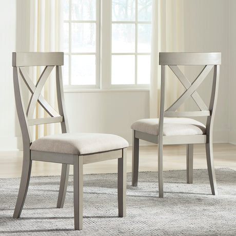 Ensemble de 2 chaises de salle à manger en bois avec assise rembourrée en tissu beige pâle - Parellen