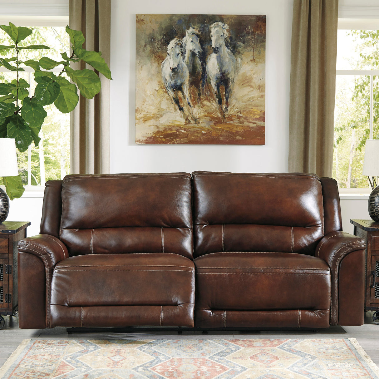 Sofa condo motorisé en cuir brun foncé - Catanzaro