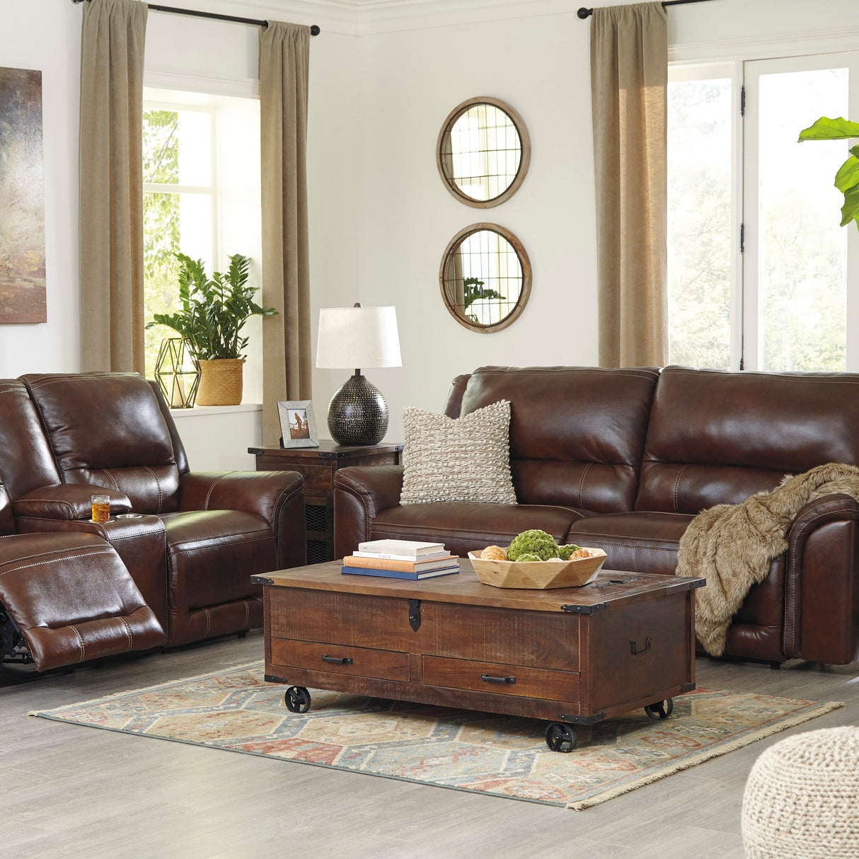 Sofa condo motorisé en cuir brun foncé - Catanzaro