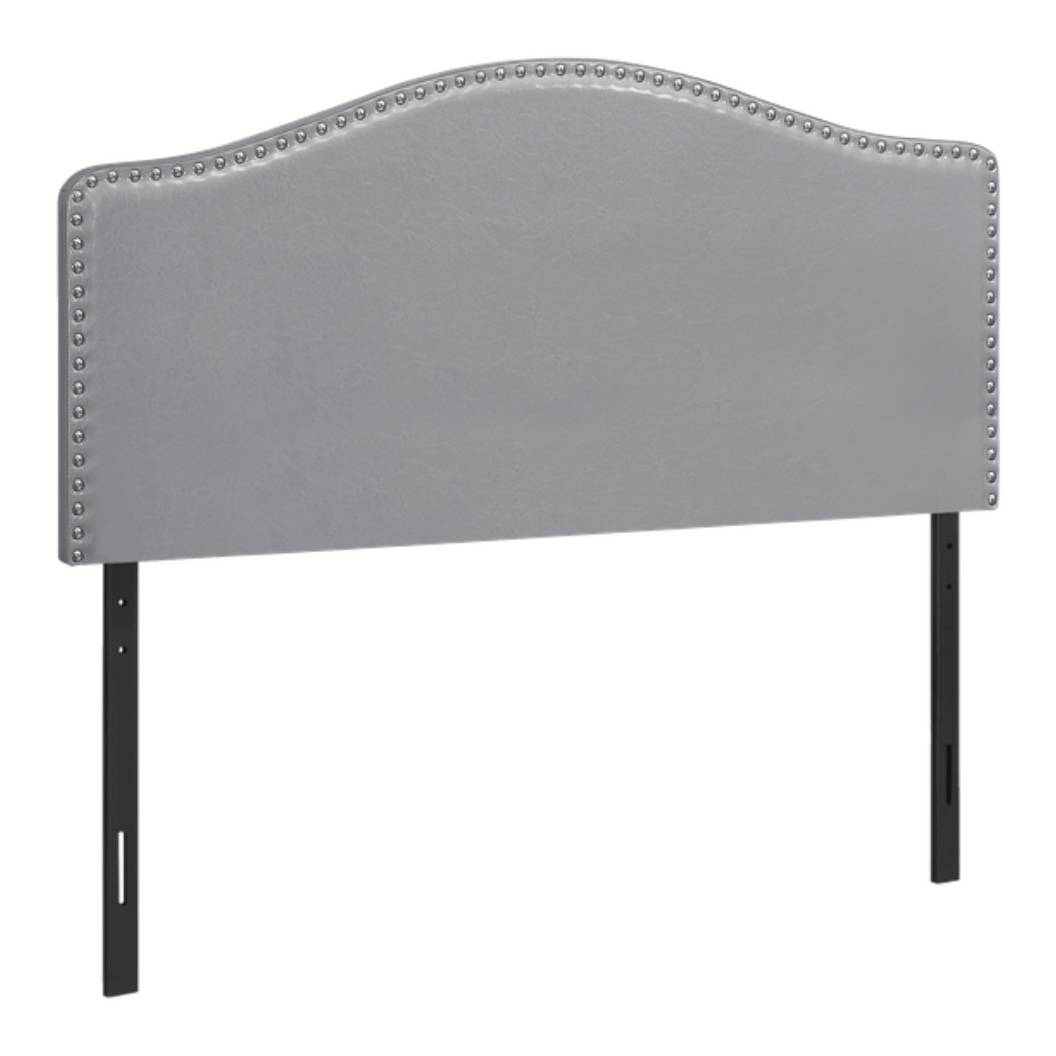 Tête de lit double aspect cuir en gris avec des pattes en métal