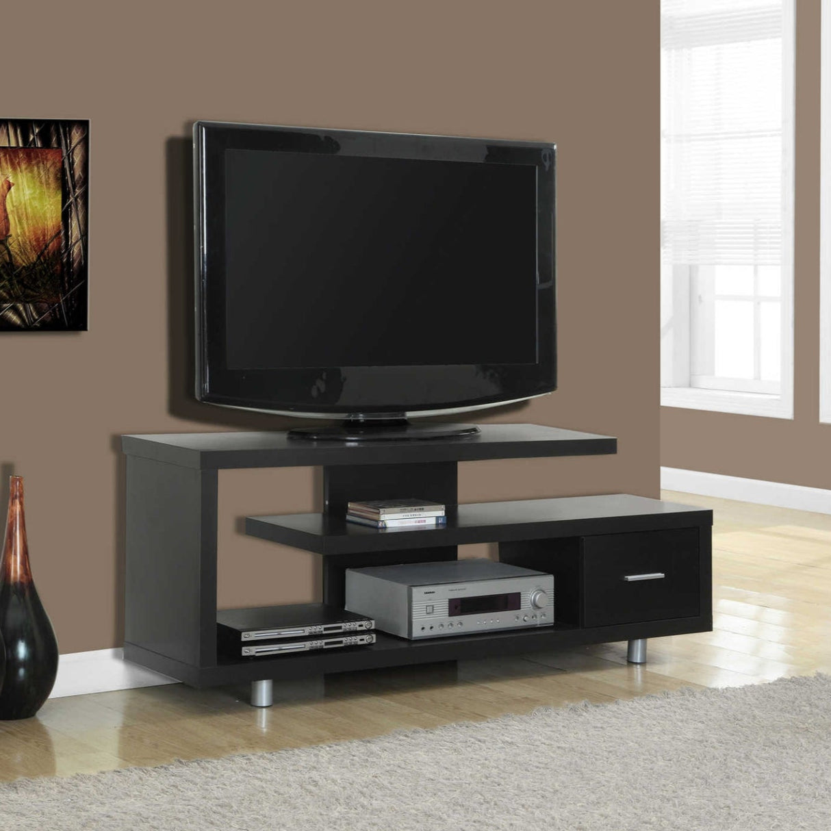 Meuble de télévision en stratifié et métal à 1 tiroir - I 2572-2573-2575