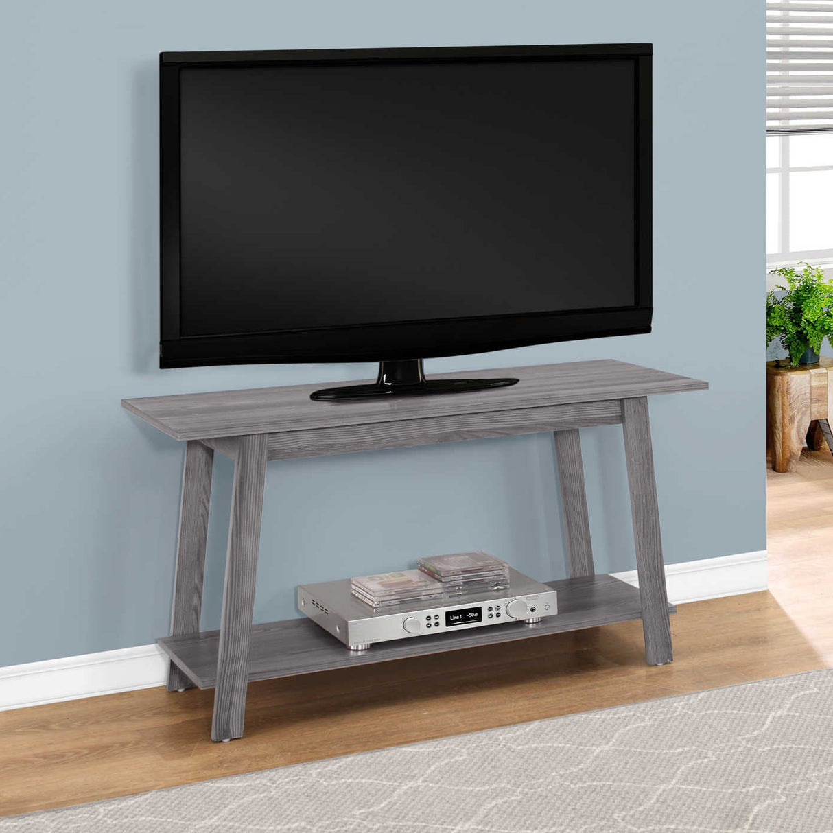 Meuble de télévision en stratifié gris à 1 étagère - I 2737