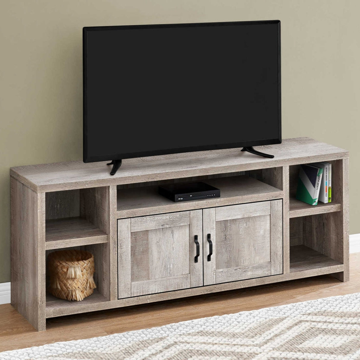 Meuble de télévision en stratifié faux bois à 2 portes - I 2742-2743