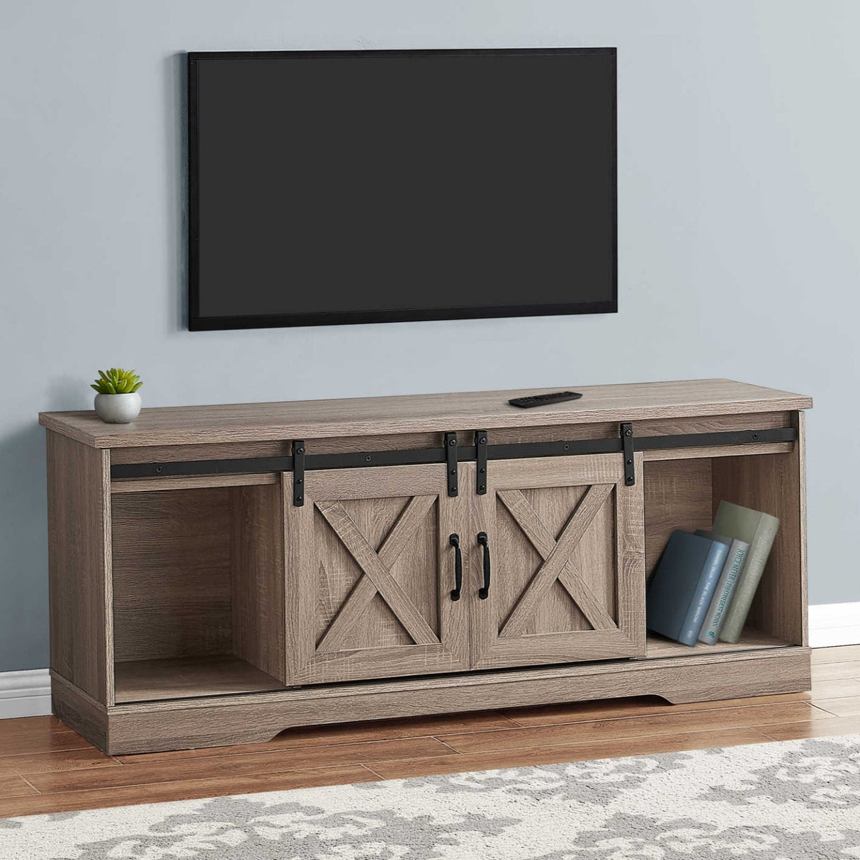 Meuble de télévision en stratifié faux bois à 2 portes coulissantes - I 2746-2747-2748