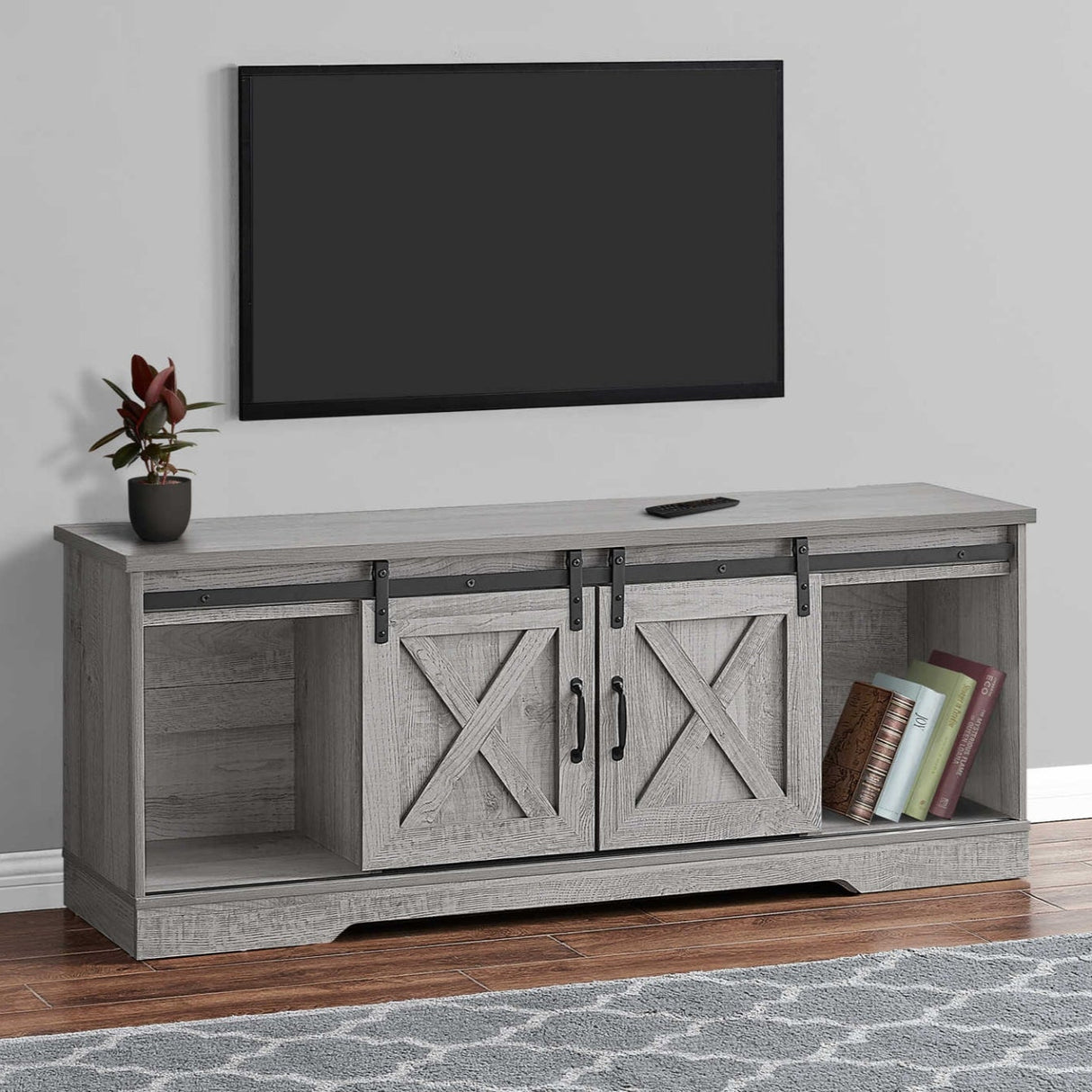 Meuble de télévision en stratifié faux bois à 2 portes coulissantes - I 2746-2747-2748