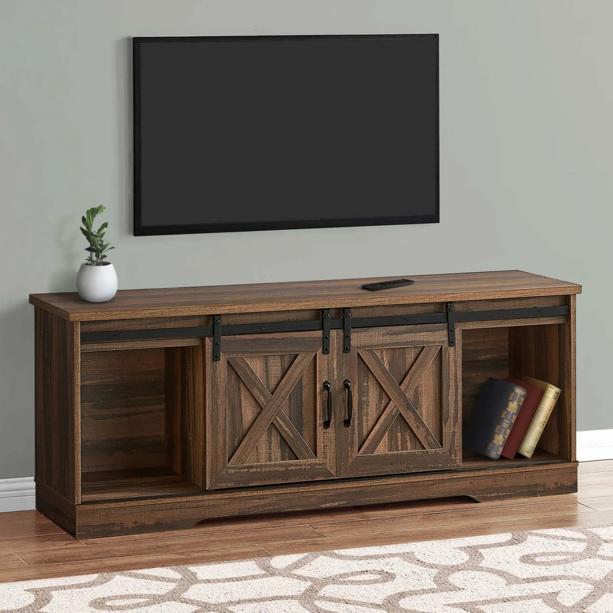 Meuble de télévision en stratifié faux bois à 2 portes coulissantes - I 2746-2747-2748