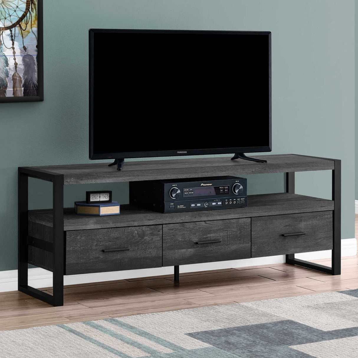 Meuble de télévision en stratifié faux bois à 3 tiroirs - I 2820-2821-2823