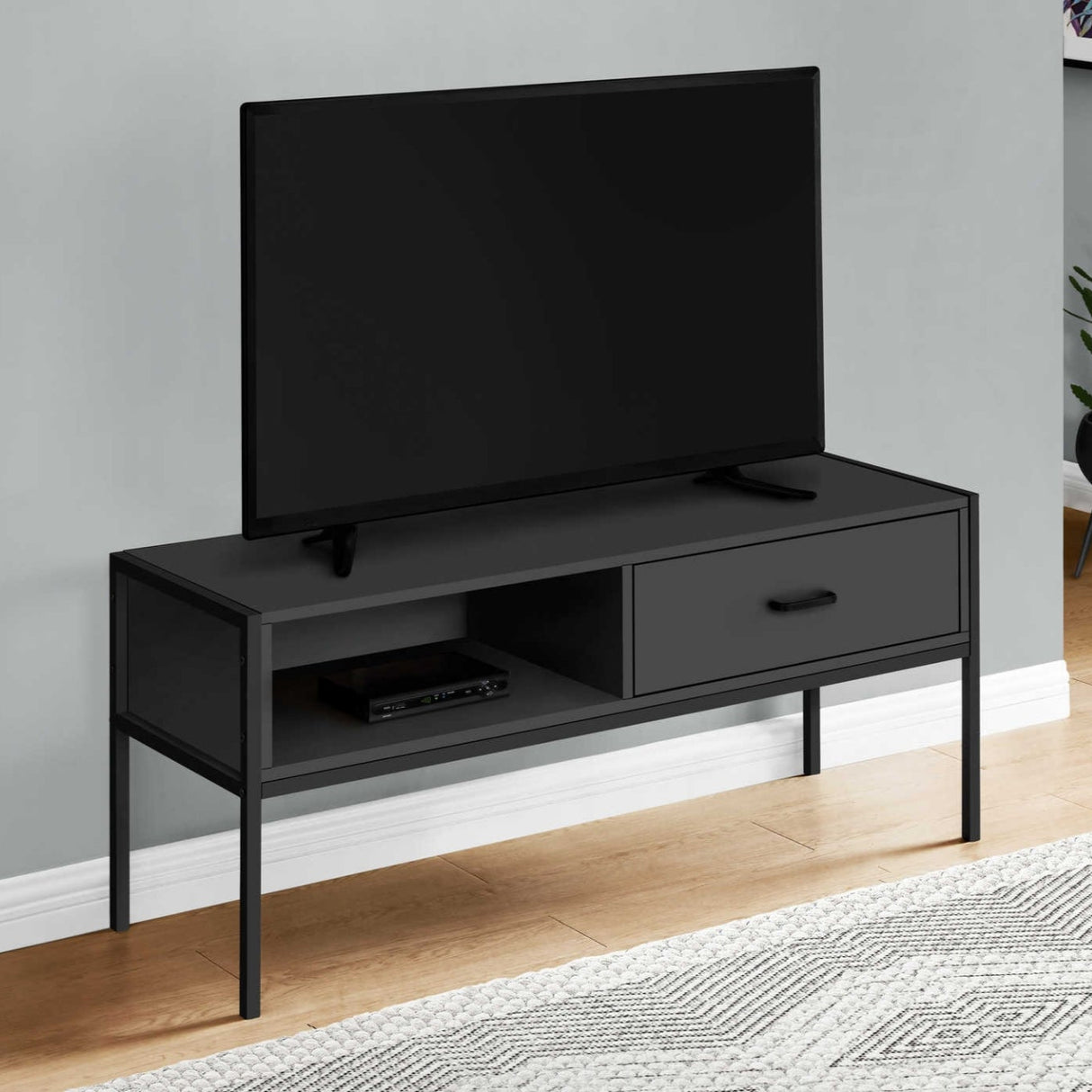 Meuble de télévision en stratifié et métal noir à 1 tiroir - I 2874-2875-2876