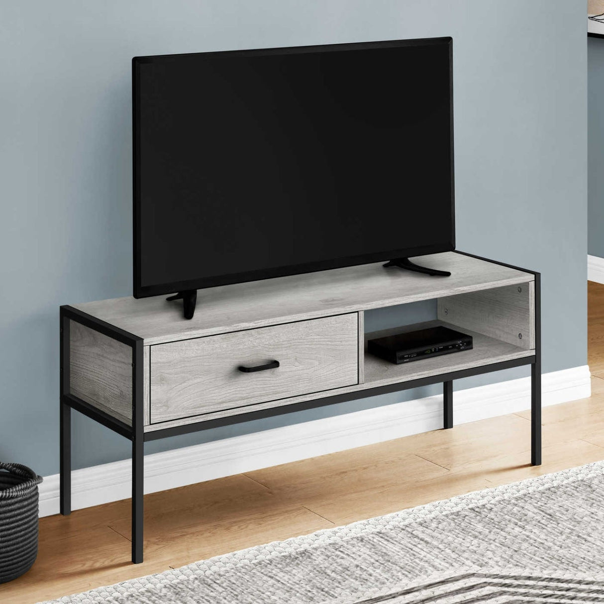 Meuble de télévision en stratifié et métal noir à 1 tiroir - I 2874-2875-2876