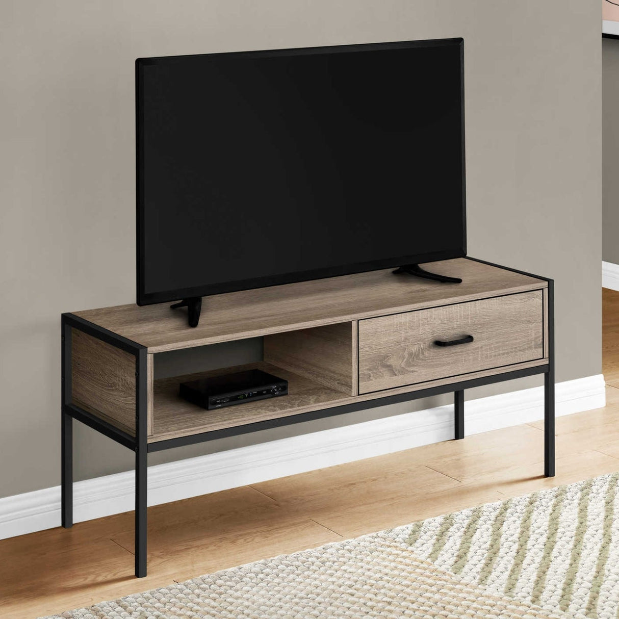 Meuble de télévision en stratifié et métal noir à 1 tiroir - I 2874-2875-2876