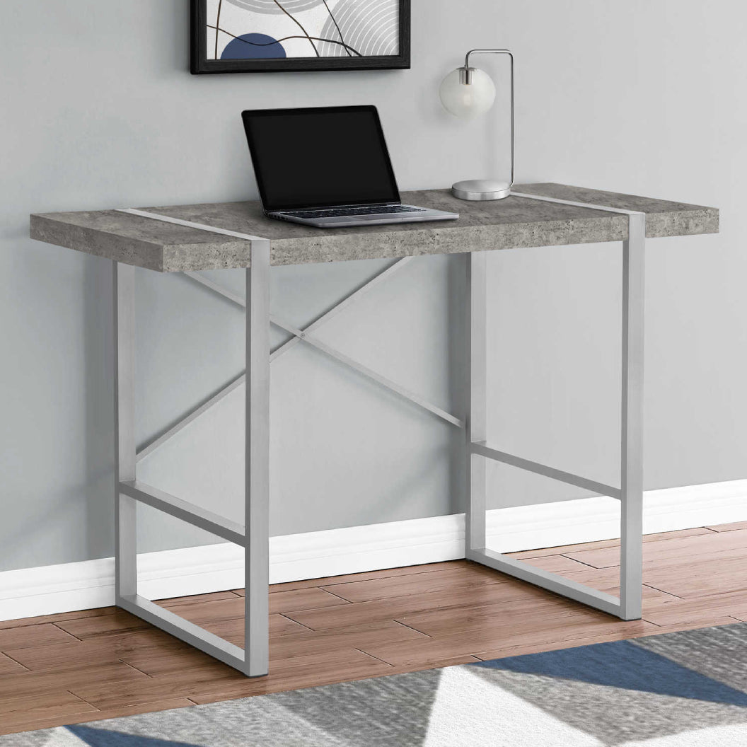 Bureau de travail en MDF/stratifié et métal argenté - I 7662-7663-7664