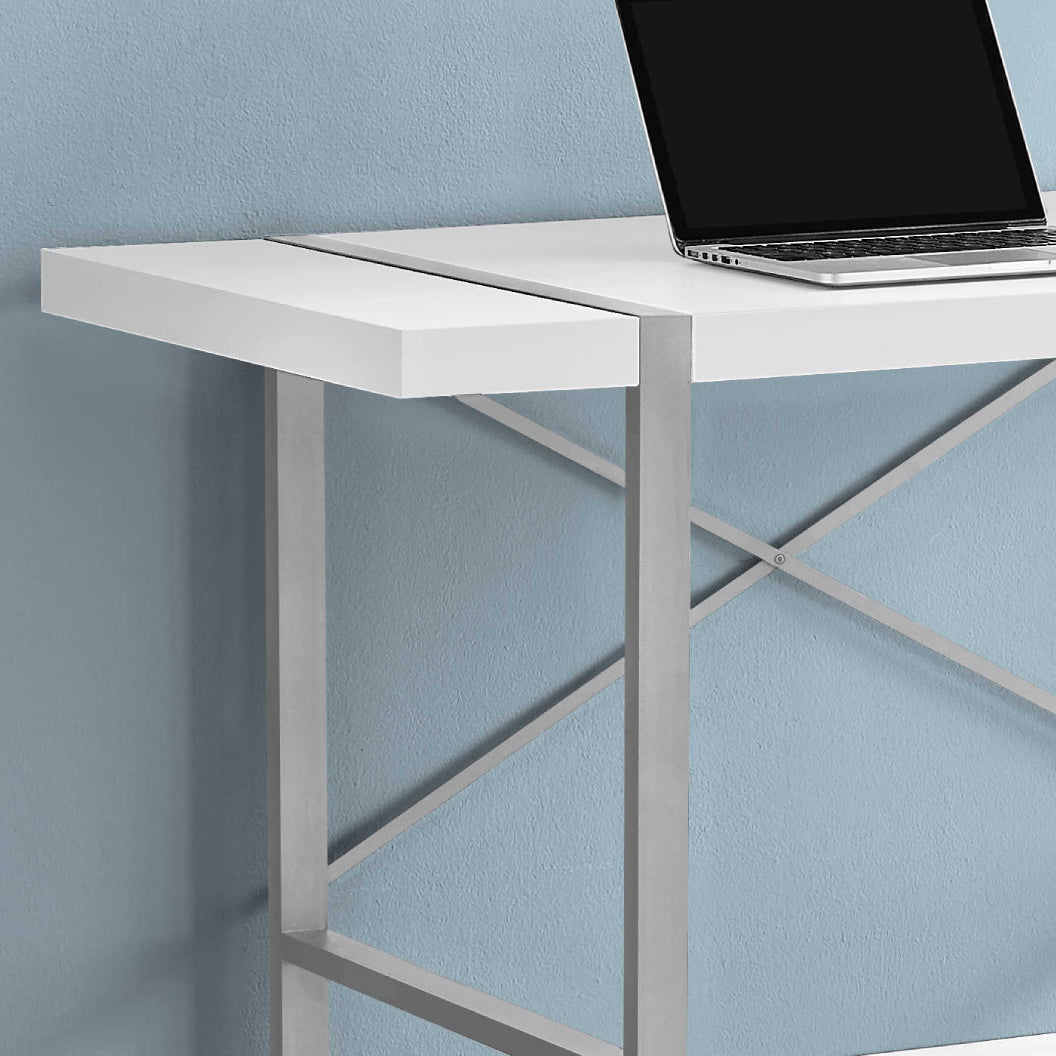 Bureau de travail en MDF/stratifié et métal argenté - I 7662-7663-7664