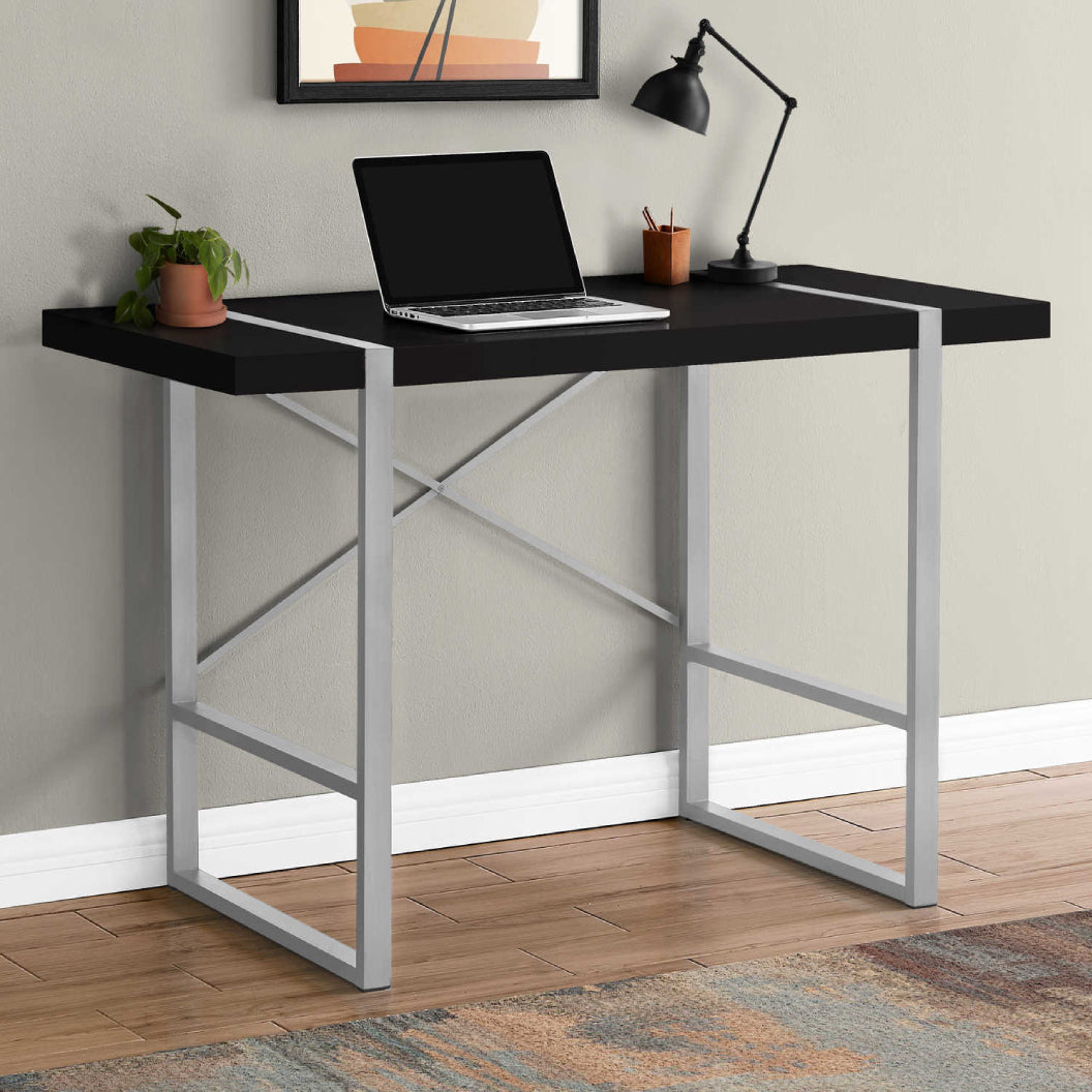 Bureau de travail en MDF/stratifié et métal argenté - I 7662-7663-7664