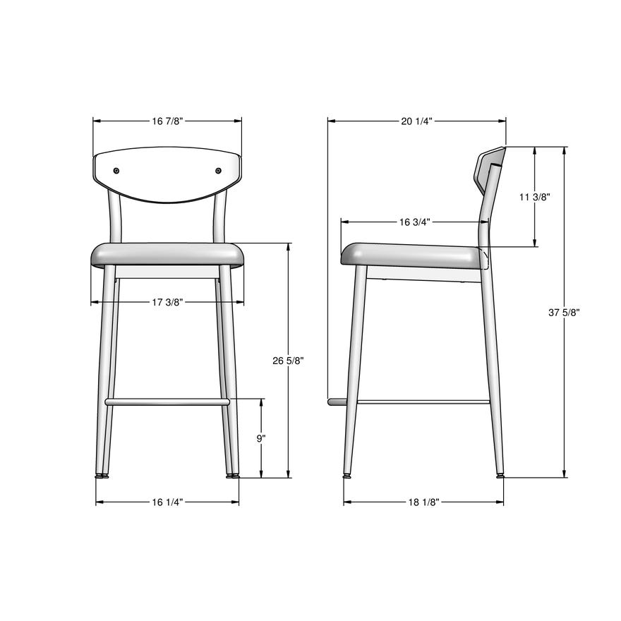 Tabouret de comptoir en métal avec une assise rembourrée aspect cuir brun - Hint